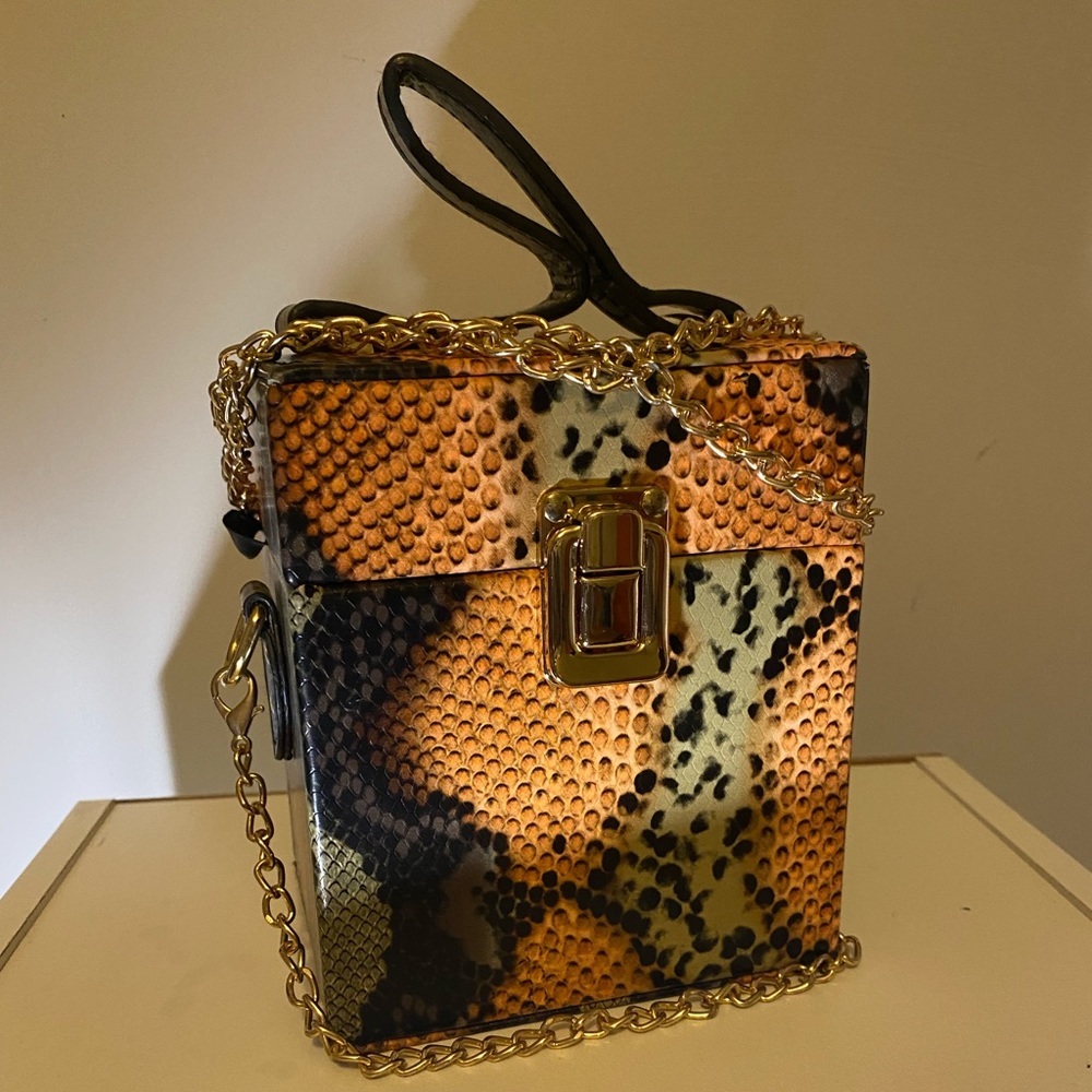 Square snake print purse